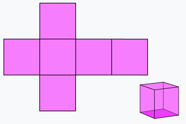 Desarrollo en plano de un hexaedro