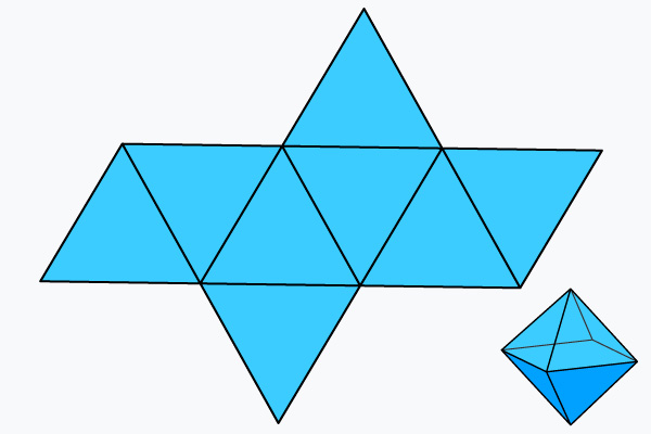 Desarrollo en plano de un octaedro