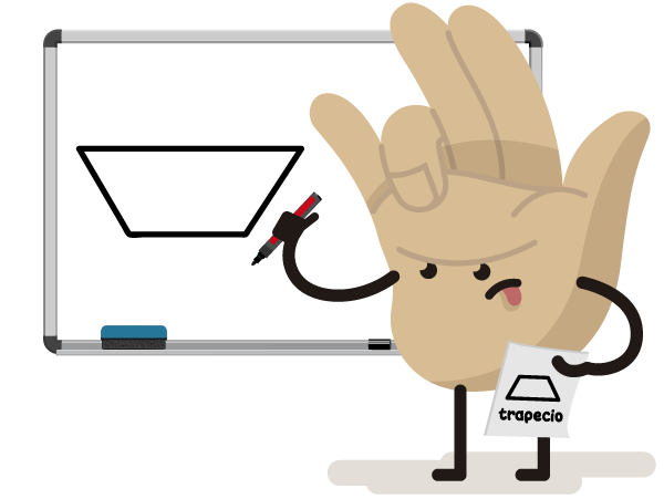Personaje mano trazando un trapecio