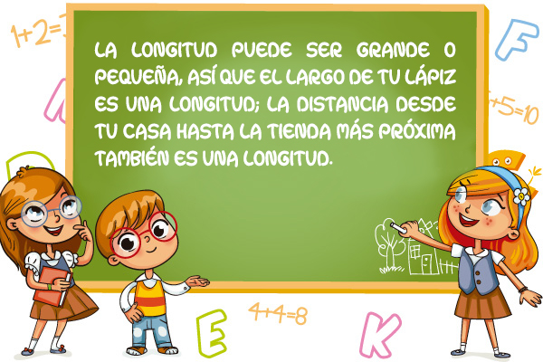 La longitud puede ser grande o pequeña, así que el largo de tu lápiz es la longitud; la distancia desde tu casa hasta la tienda más próxima también es una longitud.