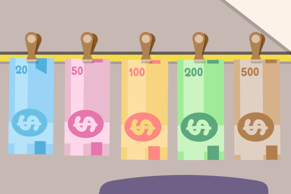 Billetes colgados