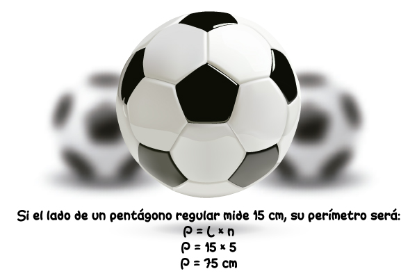 Si el lado de un pentágono regular mide 15cm, su perímetro será: P = 15 x 15 = 75cm.