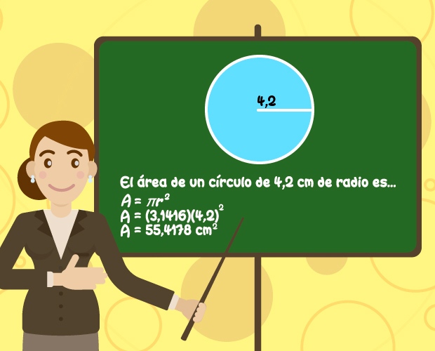 Maestra enseña el área de un círculo, radio