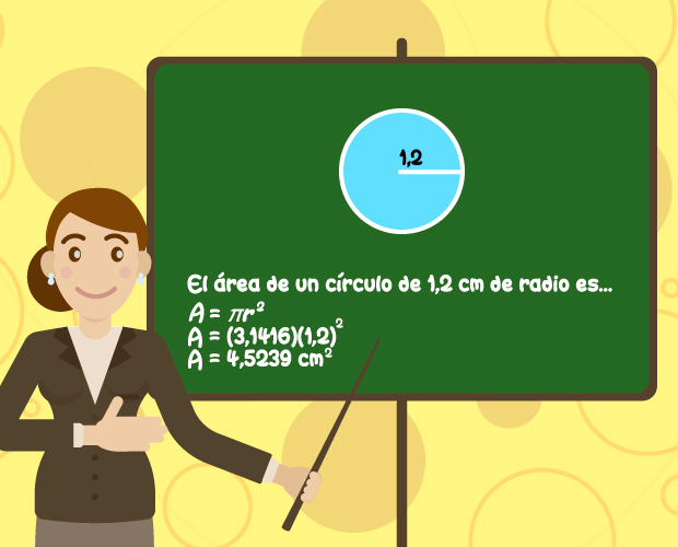 Maestra enseña el área de un círculo, radio