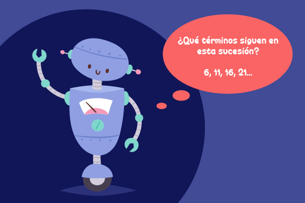 ¿Qué términos siguen en esta sucesión? 6, 11, 16, 21...