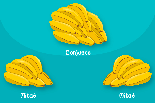 Mitades de conjunto de bananas