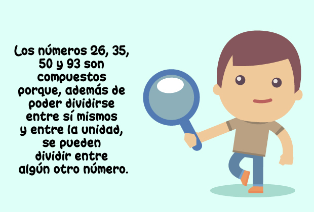 Los números 26, 35, 50 y 93 son compuestos porque ,ademas deponer dividirse entre sí mismos y entre la unidad, se pueden dividir entre algún otro número