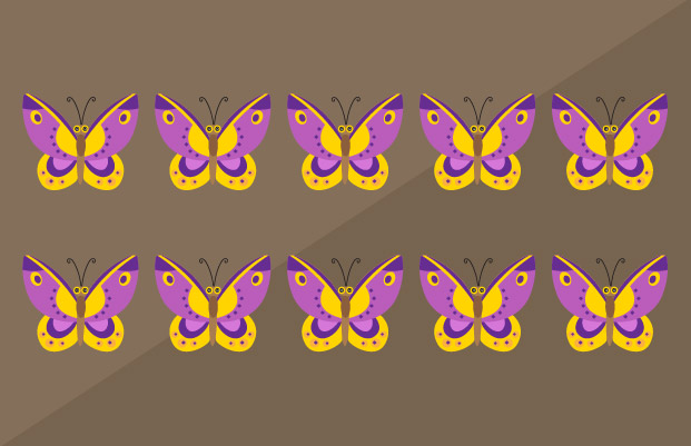 Arreglo rectangular de mariposas
