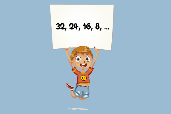 En esta sucesión el primer término es 32 y la regla es restar 8.