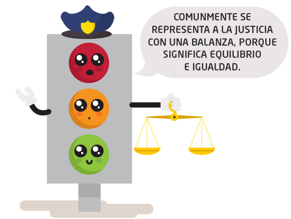 SEMÁFORO. "COMÚNMENTE SE REPRESENTA LA JUSTICIA CON UNA BALANZA, PORQUE SIGNIFICA EQUILIBRIO E IGUALDAD."