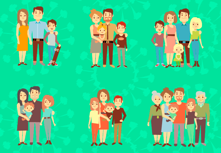 FAMILIAS TRADICIONALES DIFERENTES NÚCLEOS FAMILIARES PADRES HIJOS ABUELOS