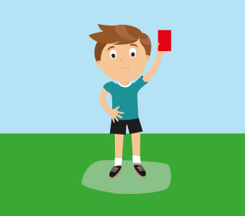 JUEZ ARBITRO SACANDO TARJETA ROJA