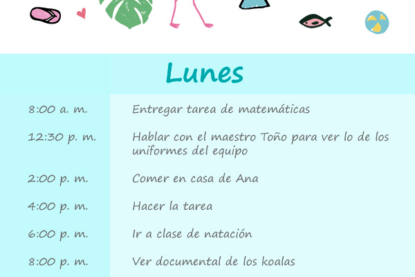 Elaboración de actividades diarias