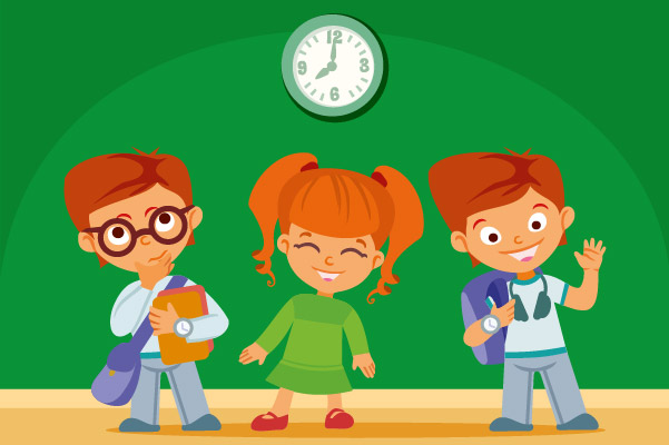 Niños cumpliendo horario escolar