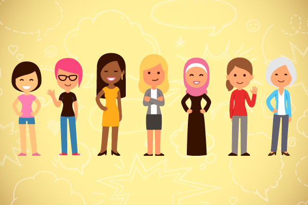 Grupo de mujeres de distintas entre sí