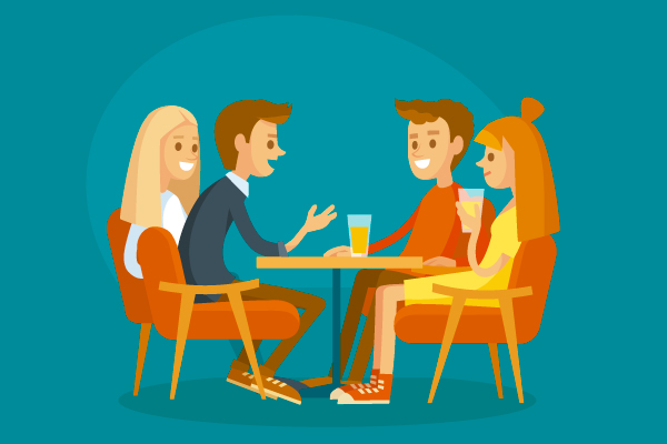 Grupo de amigos hablando