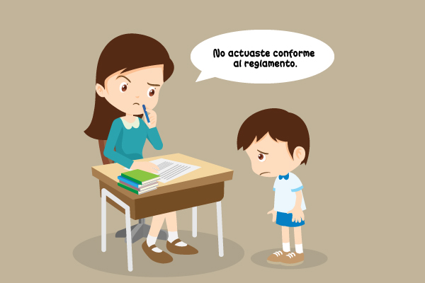 Maestra hablando con alumno: "No actuaste conforme al reglamento".