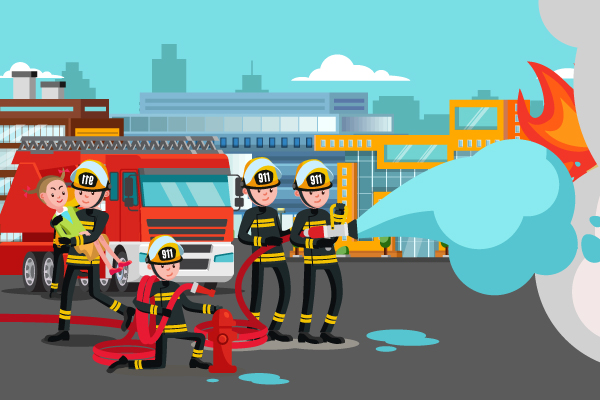 BOMBEROS APAGANDO INCENDIO