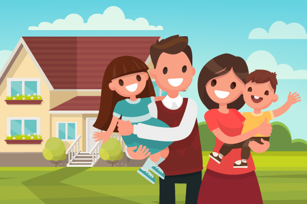 FAMILIA AFUERA DE LA CASA
