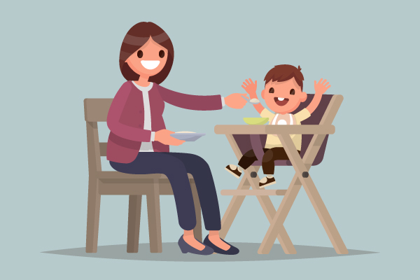 MAMÁ DÁNDOLE DE COMER AL HIJO