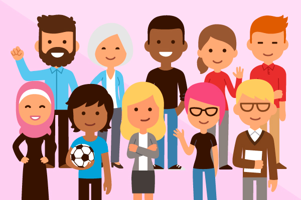 Personas de diferentes edades, razas e interéses