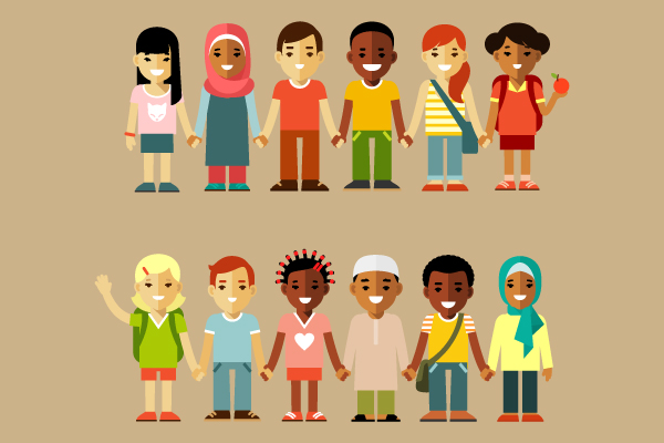Personas de diferentes razas y condiciones sociales tolerancia