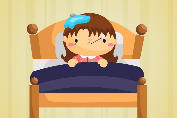 NIÑA EN CAMA CON FIEBRE