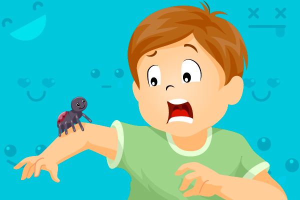 NIÑO CON MIEDO DE UNA ARAÑA