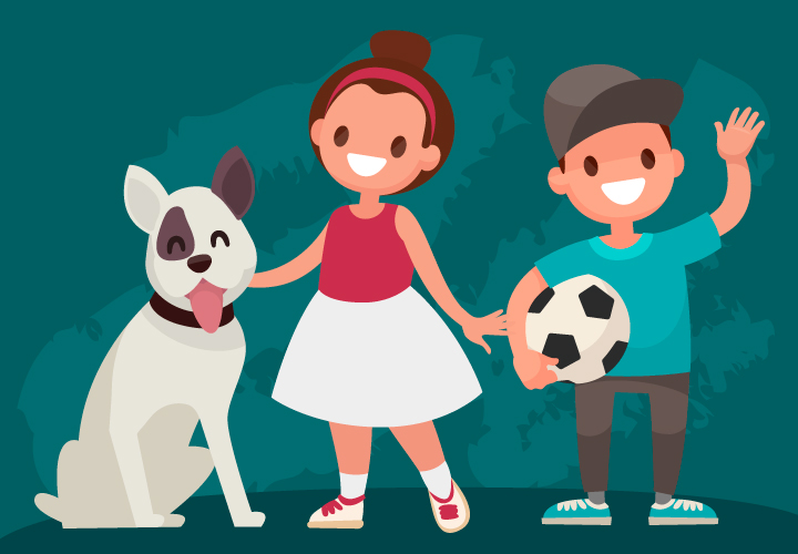 Perro, sobrina y sobrino