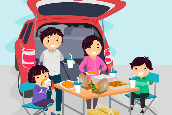 Familia haciendo un picnic