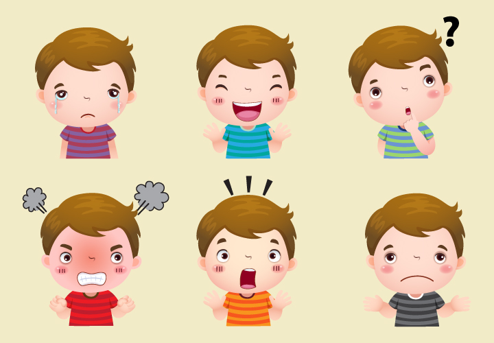 Niño experimentando diferentes emociones