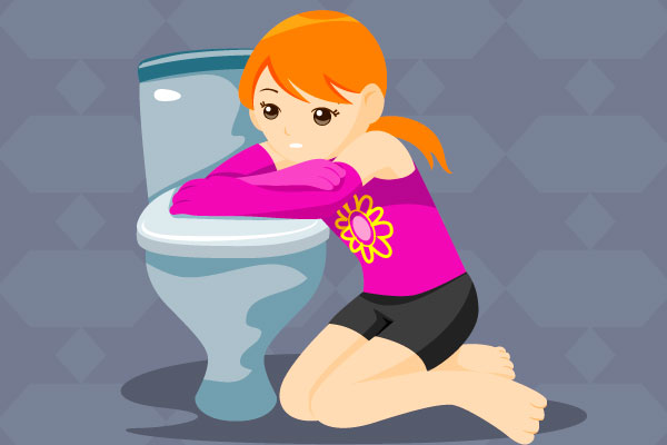 Muchacha después de vomitar