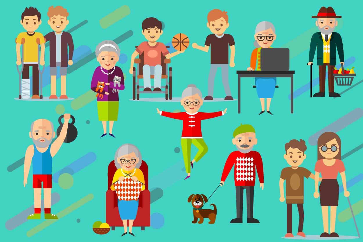 Personas de difrentes edades, capacidades, intereses y condiciones sociales