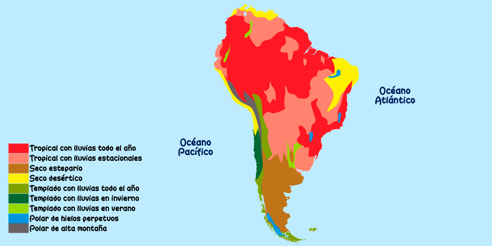 Mapa de climas en América del Sur