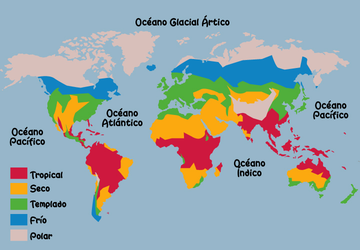 Mapa de climas en el mundo