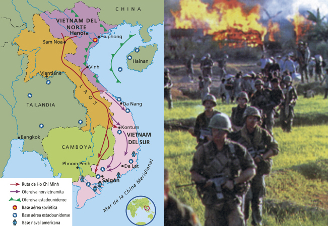Guerra Vietnam Estados Unidos  Soldados Combate Fuego Explosiones Mapa
