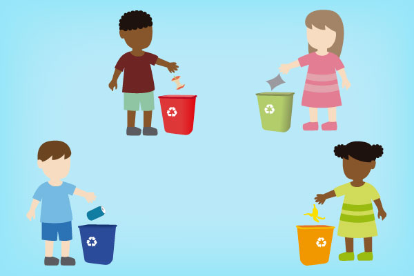 Ninos reciclando desechos