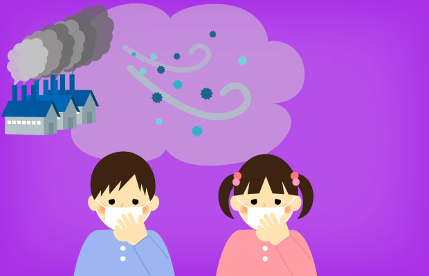 Niños con las vías de respiración afectadas por contaminación