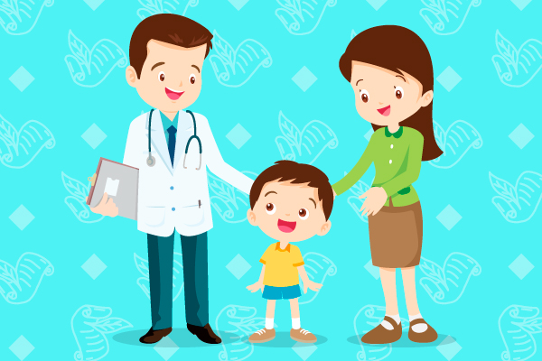 Madre e hijo con doctor