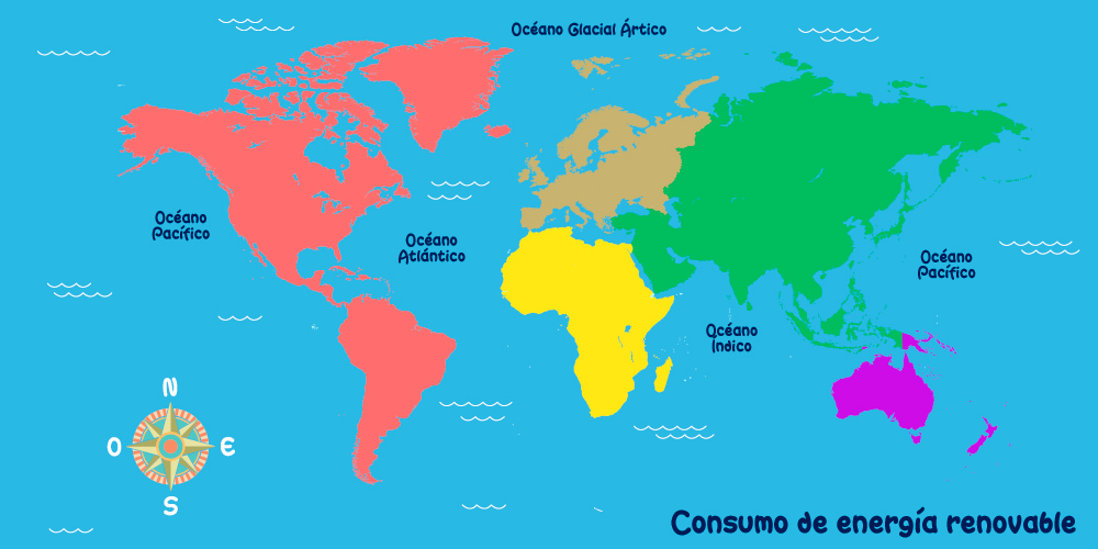 Mapa del mundo Consumo de energía renovable