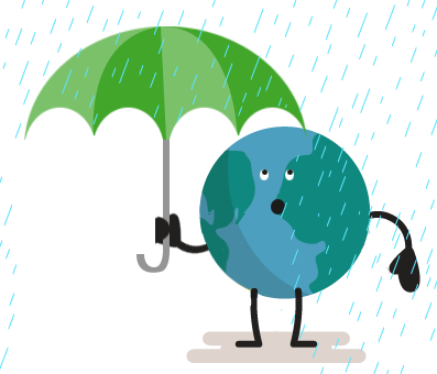 Personaje Mundo lluvia con paraguas