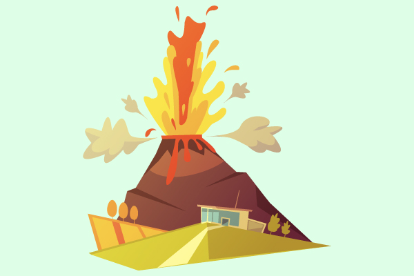 Volcán en erupción